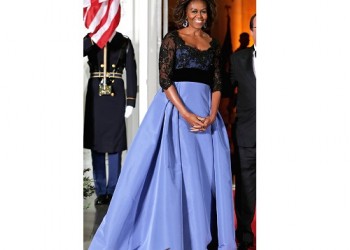 First Lady Michelle Obama in Sutra Jewels at State Dinner